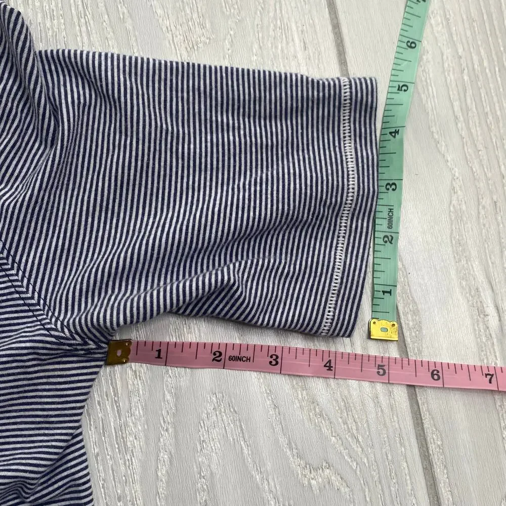 Lululemon Tonka Striped Cadet Blue & White Go Go V Neckline T-Shirt Size 6
